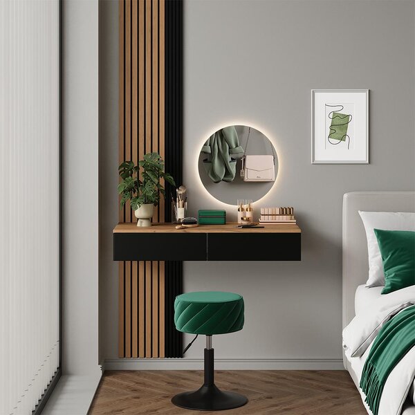 Toaletní stolek Vicco Melina Dub/černá 100 cm se 2 zásuvkami, Model 57980