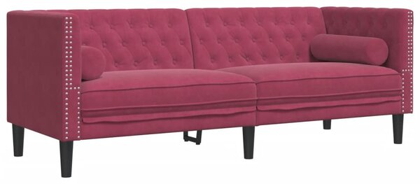 2dílná sedací souprava Chesterfield s podhlavníky vínová samet 3209295