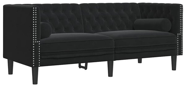 2dílná sedací souprava Chesterfield s podhlavníky černá samet 3209296
