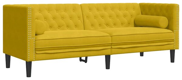 2dílná sedací souprava Chesterfield s podhlavníky žlutá samet 3209297