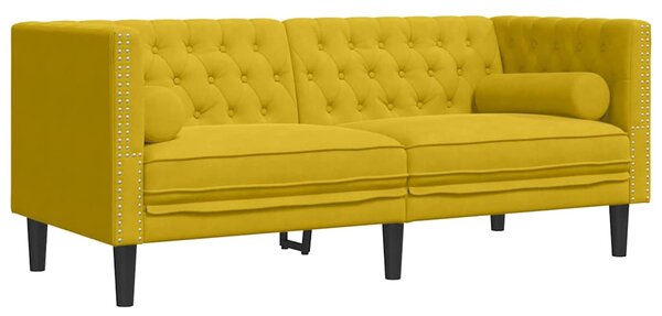 2dílná sedací souprava Chesterfield s podhlavníky žlutá samet 3209297