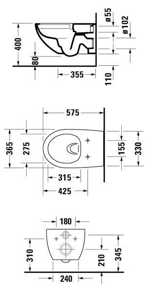 DURAVIT 45720900A1 Architec závěsný WC set, bílý, bez okrajů
