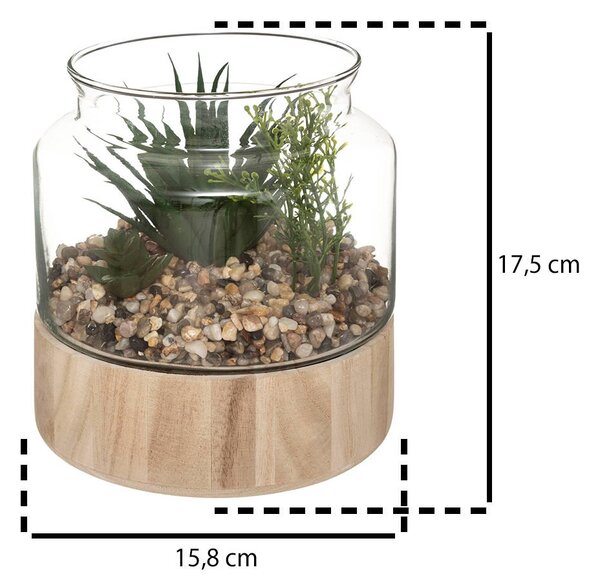 Umělé rostliny 17,5 cm, ve skleněné nádobě