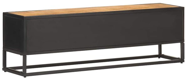 TV stolek s vyřezávanými dvířky 130x30x40 cm hrubý mangovník 320943