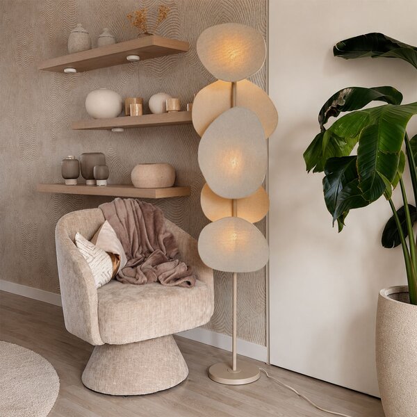 Japandi stojací lampa béžová 3-světla - Organica