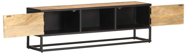 TV stolek s vyřezávanými dvířky 130x30x40 cm hrubý mangovník 320943
