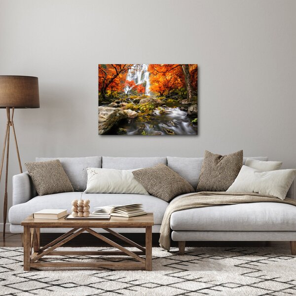 Obraz - Vodopády v oranžovém lese (70x50 cm)