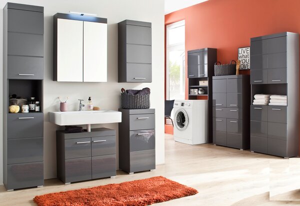 Trendteam Koupelnová zrcadlová skříňka Amanda Grey Melamin/Agave Grey HG.TZ 60 x 77 x 17 cm
