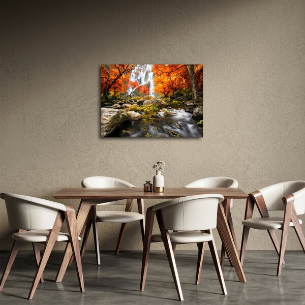 Obraz - Vodopády v oranžovém lese (70x50 cm)