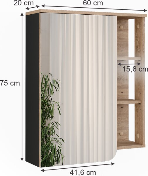 Zrcadlová skříňka Vicco Karen Sonoma 60 x 75 cm, Model 54691