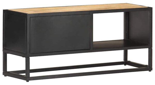 TV stolek s vyřezávanými dvířky 90 x 30 x 40 cm hrubý mangovník 320944