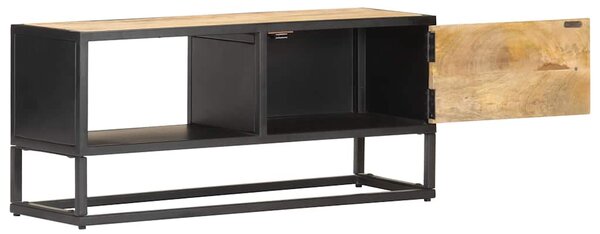TV stolek s vyřezávanými dvířky 90 x 30 x 40 cm hrubý mangovník 320944