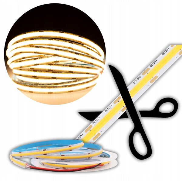 LED pásek COB bez bodového efektu 12V 5m 9W/m 990lm/m 3000K IP67 voděodolný ECOLIGHT