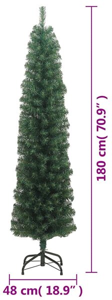 Úzký umělý vánoční stromek se stojanem zelený 180 cm PVC 320950