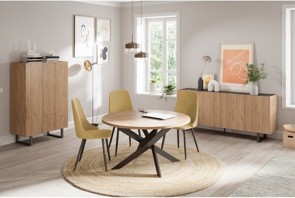 Kulatý jídelní stůl s deskou v dubovém dekoru 120x120 cm Ther – Marckeric