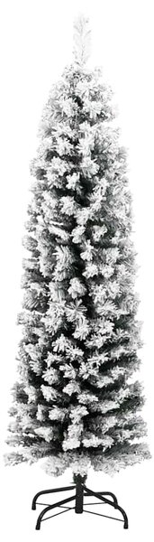 Úzký umělý vánoční stromek zasněžený zelený 150 cm PVC 320953