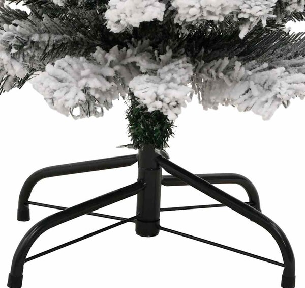 Úzký umělý vánoční stromek zasněžený zelený 150 cm PVC 320953