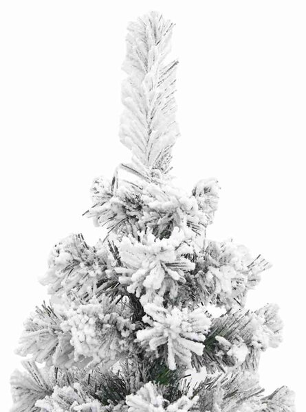 Úzký umělý vánoční stromek zasněžený zelený 150 cm PVC 320953