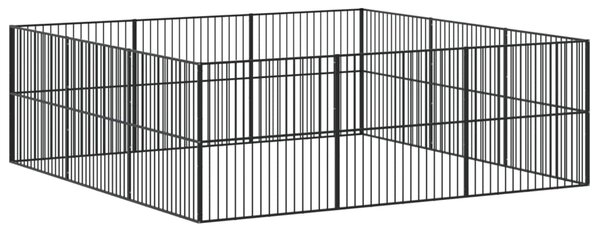 Ohrádka pro psy 12 panelů černá pozinkovaná ocel 3209554