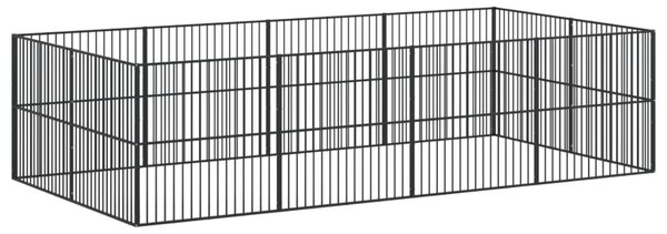 Ohrádka pro psy 12 panelů černá pozinkovaná ocel 3209554