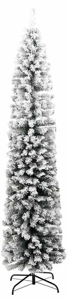 Úzký umělý vánoční stromek zasněžený zelený 180 cm PVC 320954