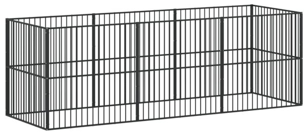 Ohrádka pro psy 8 panelů černá pozinkovaná ocel 3209553