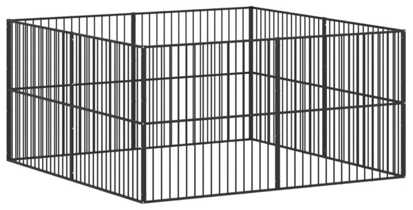 Ohrádka pro psy 8 panelů černá pozinkovaná ocel 3209553