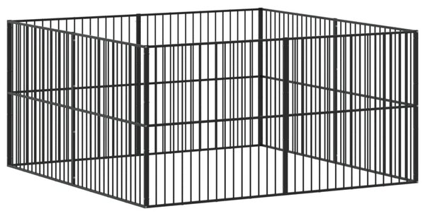 Ohrádka pro psy 8 panelů černá pozinkovaná ocel 3209553