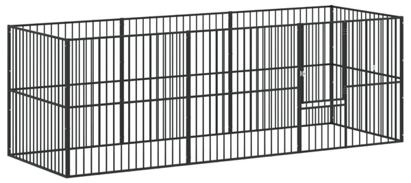 Ohrádka pro psy 8 panelů černá pozinkovaná ocel 3209557
