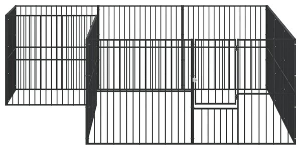 Ohrádka pro psy 12 panelů černá pozinkovaná ocel 3209558