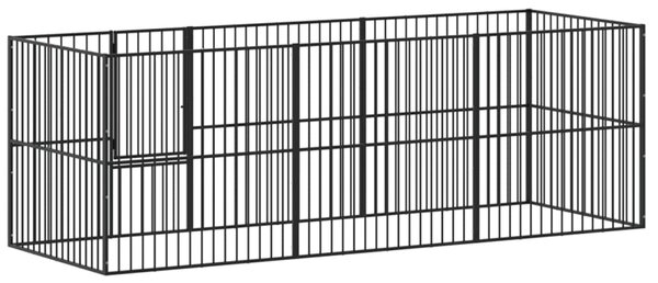 Ohrádka pro psy 8 panelů černá pozinkovaná ocel 3209557