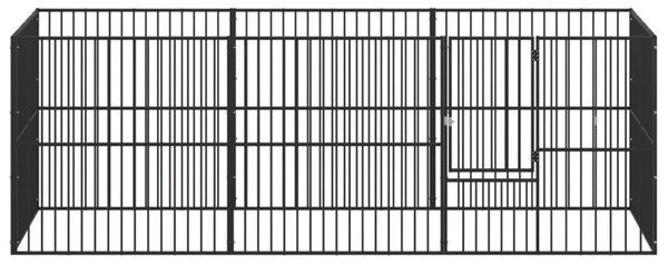 Ohrádka pro psy 8 panelů černá pozinkovaná ocel 3209557