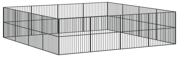 Ohrádka pro psy 16 panelů černá pozinkovaná ocel 3209555
