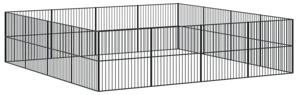 Ohrádka pro psy 16 panelů černá pozinkovaná ocel 3209555