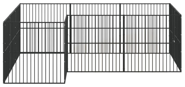 Ohrádka pro psy 12 panelů černá pozinkovaná ocel 3209558