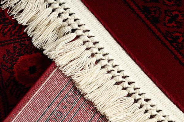 Koberec ORIENT 6889 s třásněmi, rám / orientální, bordó / černý