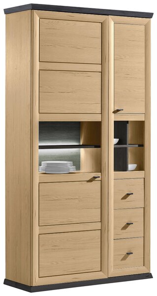 VITRÍNA, tmavě šedá, dub artisan, 110/209/43 cm Hom`in - Kredence a vitríny