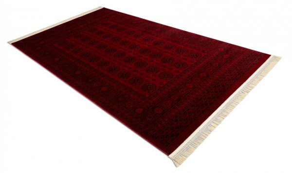 Koberec ORIENT 6889 s třásněmi, rám / orientální, bordó / černý