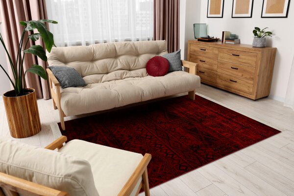 Koberec ORIENT 4722 s třásněmi / orientální, bordó / černý