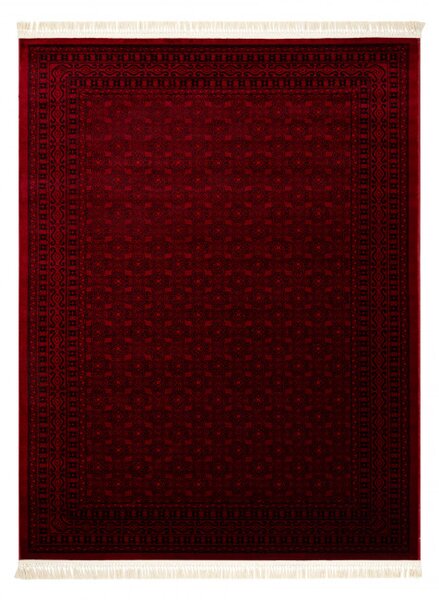 Koberec ORIENT 2958 s třásněmi / rám, orientální / klasický, bordó / černý