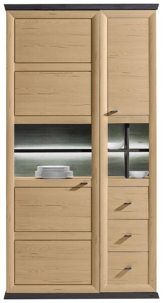 VITRÍNA, tmavě šedá, dub artisan, 110/209/43 cm Hom`in - Kredence a vitríny