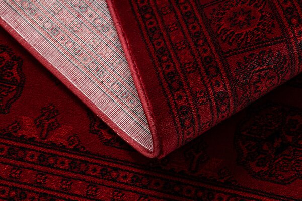 Koberec ORIENT 6889 s třásněmi, rám / orientální, bordó / černý