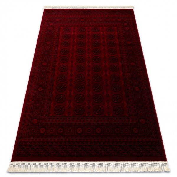 Koberec ORIENT 6889 s třásněmi, rám / orientální, bordó / černý