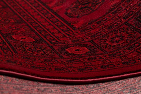 Koberec ORIENT 6889 s třásněmi, rám / orientální, bordó / černý