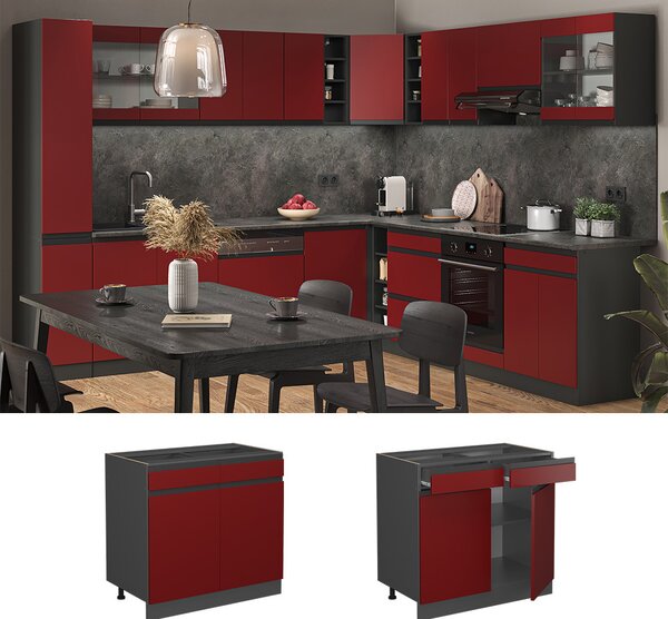 Spodní skříňka kuchyňské linky Vicco R-Line Červená 80 cm , PD Dub, Model 46287