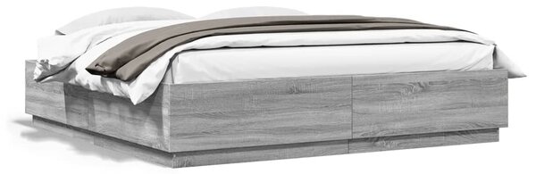 Rám postele s LED osvětlením šedý sonoma 200 x 200 cm kompozit 3209588