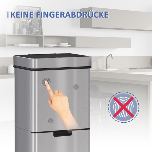 Bezdotykový odpadkový koš na tříděný odpad se 3 komorami, 72 l 851-018