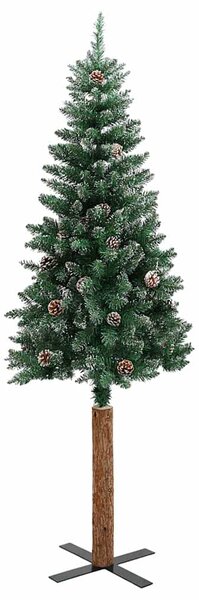 Úzký vánoční stromek pravé dřevo a bílý sníh zelený 180 cm 320961