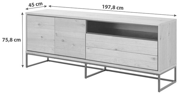 KOMODA, černá, barvy dubu, 197,8/75,8/45 cm MID.YOU - Komody na nožičkách, Online Only