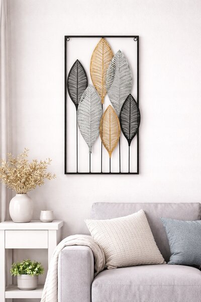 Atmosphera Kovová nástěnná dekorace listy 37x65 cm